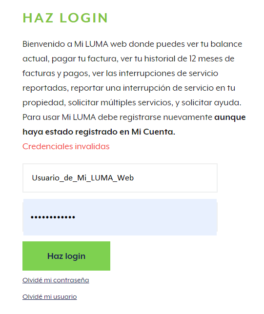 Mi LUMA Web y Mi LUMA App Guía de Soluciones Luma Energy